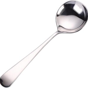 3pcs Silver 304 Stainless Steel Soup Spoons Set Round Table Spoons for Home and Restaurant Use Elegant Tableware for Serving Soups and Desserts