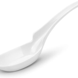 12-piece Asian Soup Spoons, Rice Spoons, Chinese Won Ton Soup Spoon - Notch and Hook Style, White