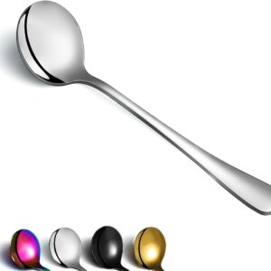 Soup Spoon of 4,  7.5" Stainless Steel Round Spoons Silverware, Table Spoon Set Sturdy Easy To Clean, Dishwasher Safe