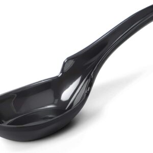 12-piece Asian Soup Spoons, Rice Spoons, Chinese Won Ton Soup Spoon - Notch and Hook Style, Black