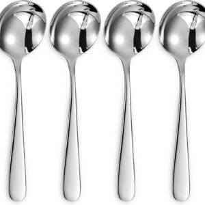 Premium 7"  Soup Spoons, 18/10 Stainless Steel, Dishwasher Safe (4)