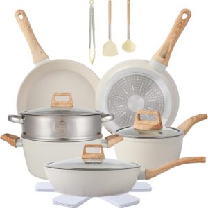 16PCS Pots and Pans Set Non Stick Cookware Set Nonstick with Cooking Set (white, 16pieces)