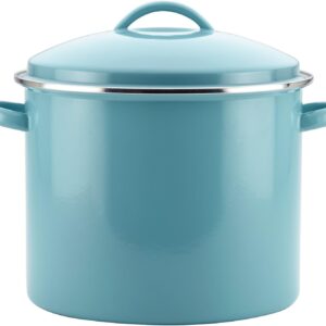 Enamel on Steel Stock Pot/Stockpot with Lid - 16 Quart, Aqua Blue